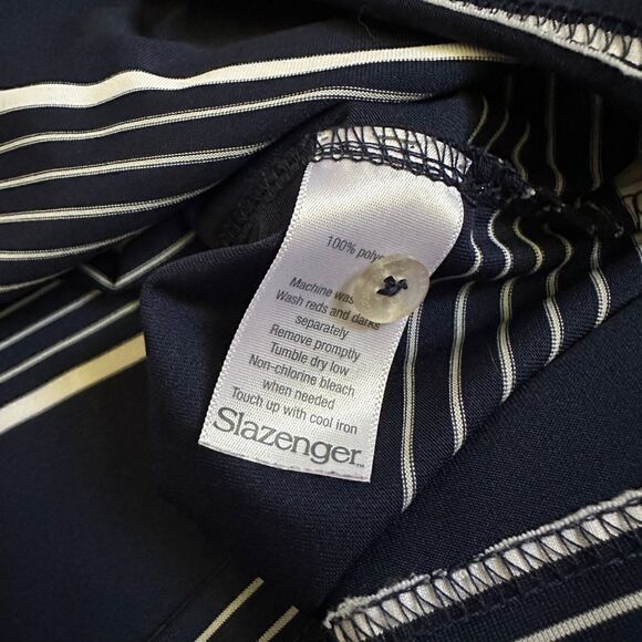 Men’s Slazenger Navy & White Striped Golf Polo Shirt - Picture 5 of 8